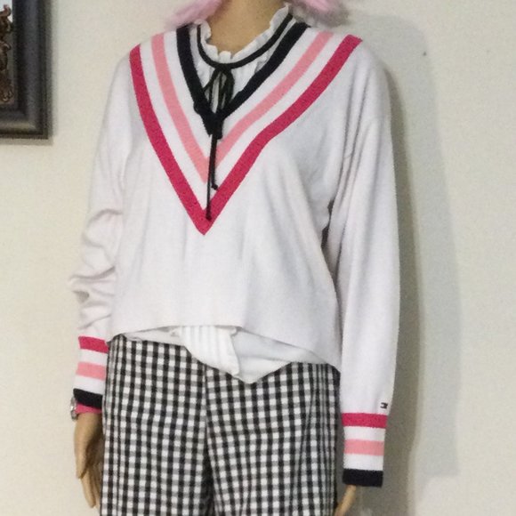 TOMMY HILFIGER SLOUCHY IVY LEAGUE SWEATER MEDIUM - Picture 8 of 10